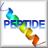 Image with the word “peptide” in front of a multi-colored helix